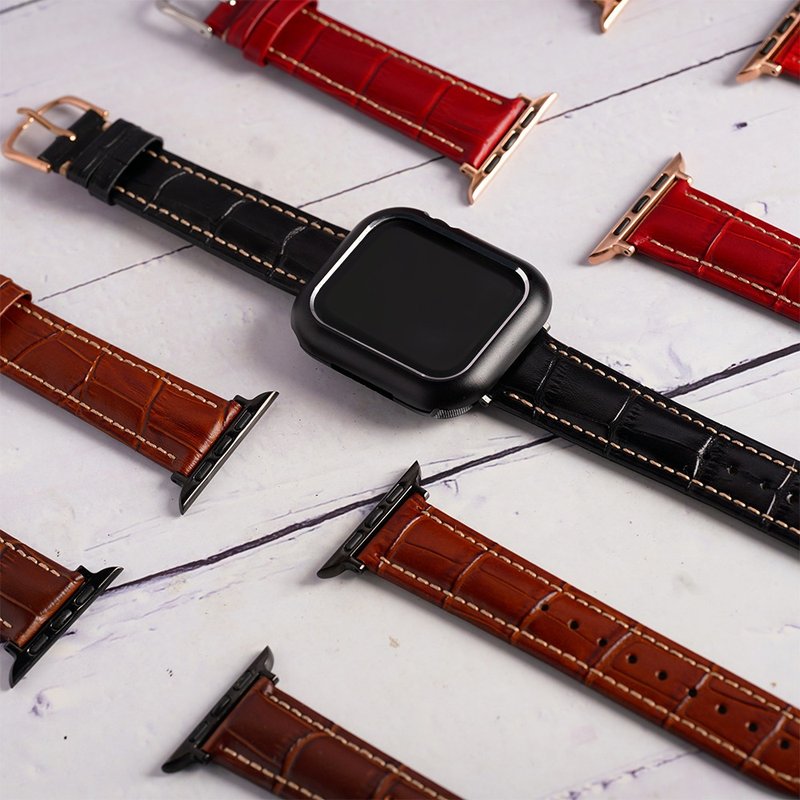 Apple watch-Apple watch strap in embossed leather - สายนาฬิกา - หนังแท้ 