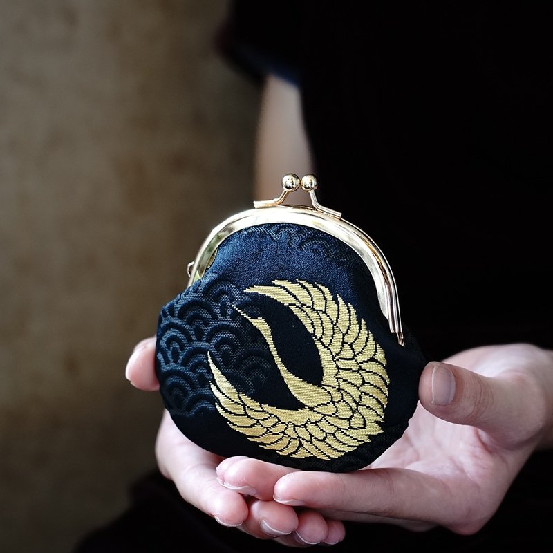 Nishijin weaving gold round small mouth gold bag/coin purse/three styles in total - กระเป๋าใส่เหรียญ - โลหะ 