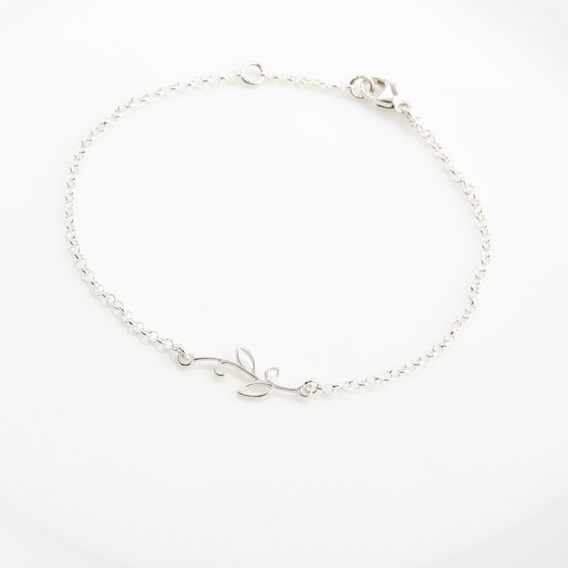 Vine Leaf s925 sterling silver bracelet Birthday Valentine's Day gift - สร้อยข้อมือ - เงินแท้ สีเงิน