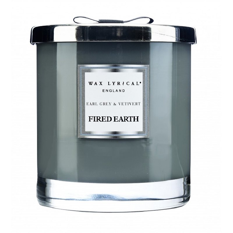 British candle FIRED EARTH series Earl Grey tea with fragrant root 2 large candle - เทียน/เชิงเทียน - แก้ว 