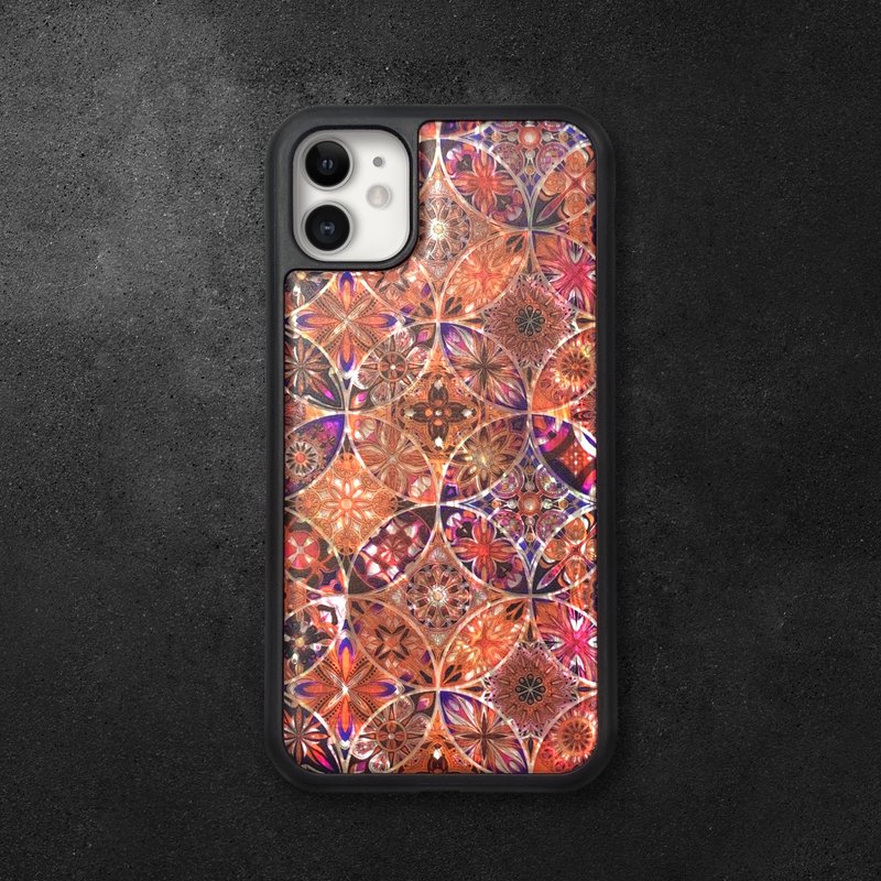 Natural shell iPhone 16 impact-resistant protective case stained glass style customizable name 009 - Phone Cases - Shell Multicolor