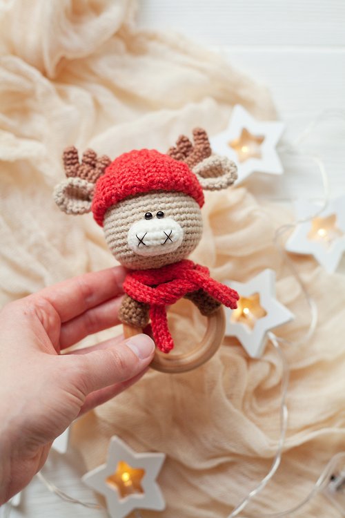 MaraBooHandmade Crochet Pattern Moose Baby Rattle Toy - Digital Item