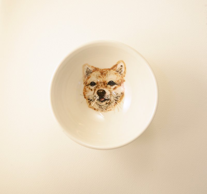 Hand-painted small tea cup-12 zodiac small cup dog - ถ้วย - เครื่องลายคราม สีนำ้ตาล