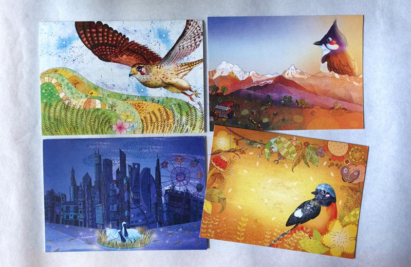 birds blank card - การ์ด/โปสการ์ด - กระดาษ หลากหลายสี