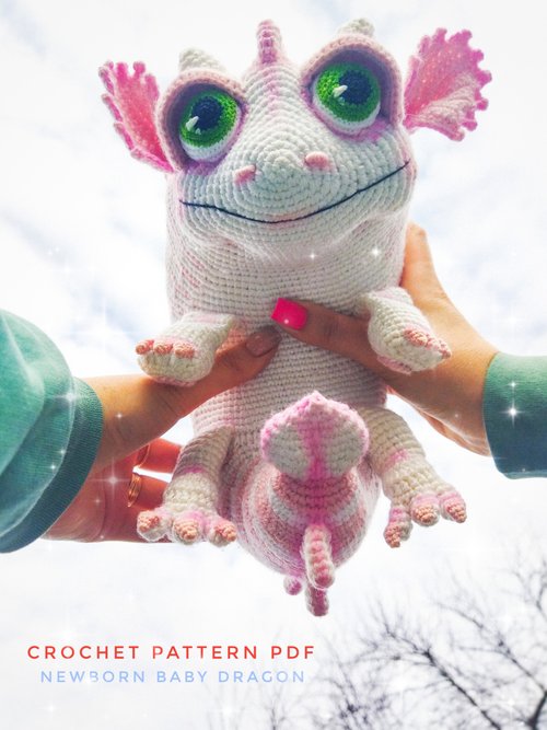 TatiStoreShop 新生嬰兒龍棉花糖-鉤針圖案PDF在英語Amigurumi龍