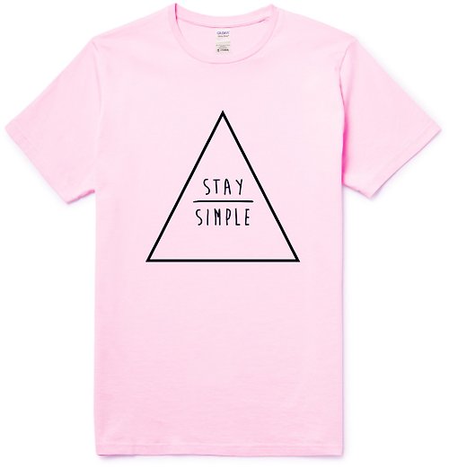 hipster STAY SIMPLE Triangle短袖T恤 淺粉紅色 保持簡單 三角形 幾何 設計 自創 品牌 時髦 圓 文青 Hipster