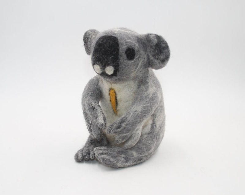 創意手工娃娃 羊毛氈動物玩偶 柔軟雕塑考拉寵物玩具 藝術擺件 - 公仔模型 - 羊毛 灰色