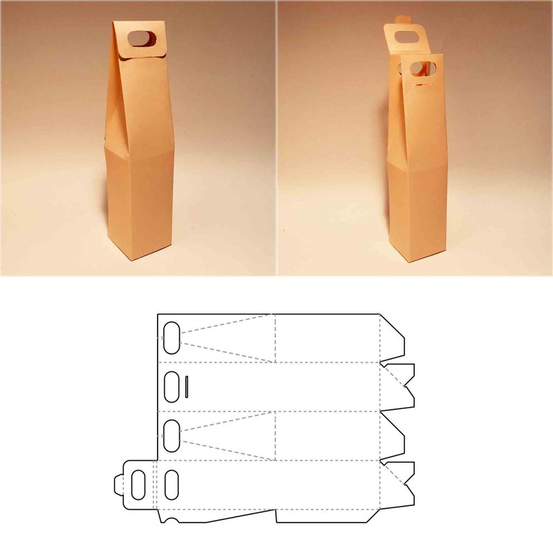 Wine bag template, wine bottle bag, alcohol bag, liquor bag, wine box, SVG, DXF - 圖文模板設計 - 其他材質 