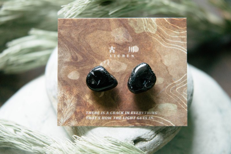 CRACK | Mineral earrings | EARRINGS - ต่างหู - หยก สีดำ