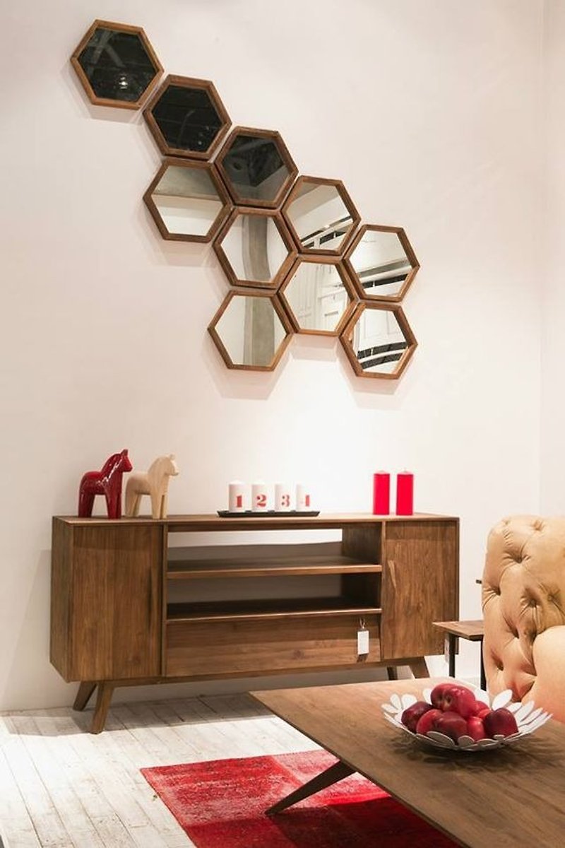 Home Solutions 六角鏡 - 壁貼/牆壁裝飾 - 木頭 