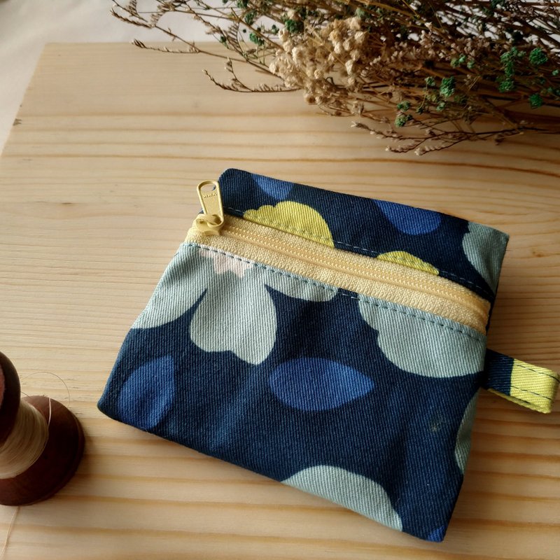 Summer Clearance Product Small Square Coin Purse Card Holder Nordic Style Large Flower - Coin Purses - Cotton & Hemp Khaki