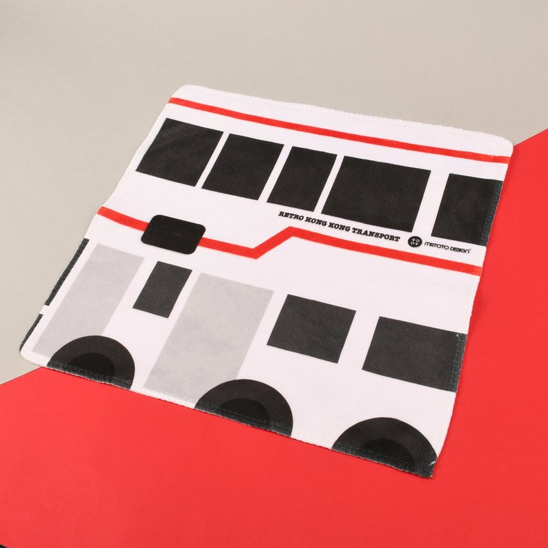 Retro Means of Transports in Hong Kong Style Towel - Air Conditioner Bus - Handkerchiefs & Pocket Squares - Polyester White