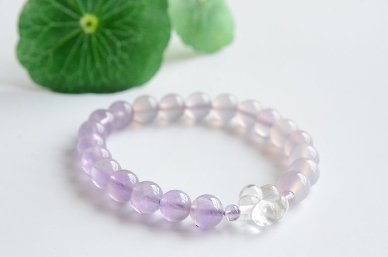 [Zixia] Natural violet agate lavender amethyst bracelet - Bracelets - Semi-Precious Stones White