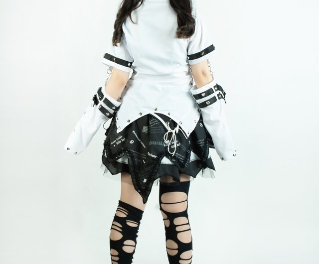 Visual kei PUNK Sharp love studded tuxedo zipper shirt w