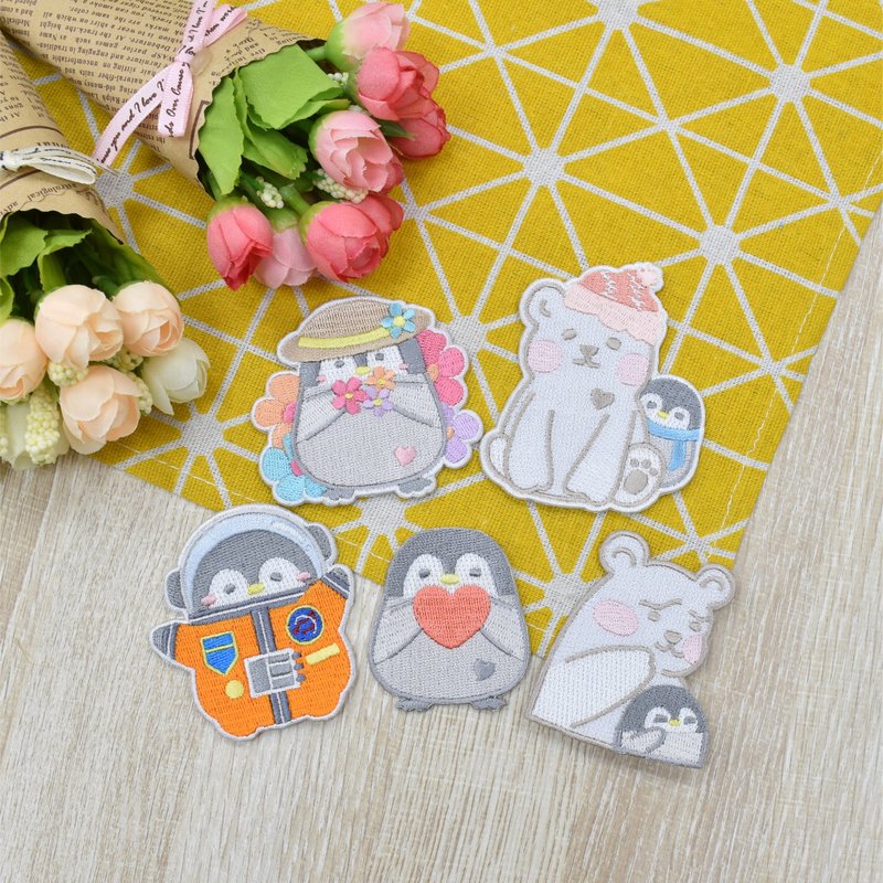 【Embroidery Stickers】Animal Series|Polar Bears and Penguins|Small Healing Object - Stickers - Thread 