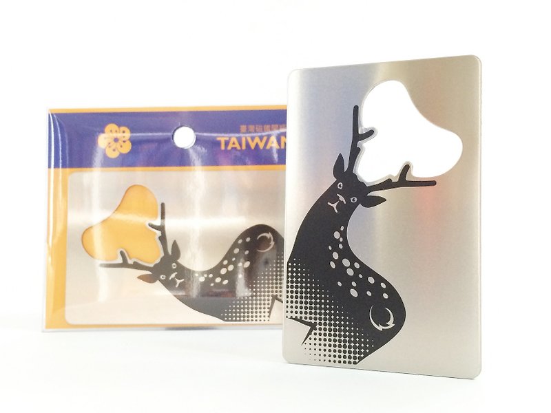 台灣動物開瓶卡│梅花鹿│銀色│附強力磁鐵當冰箱貼 - 其他 - 不鏽鋼 銀色