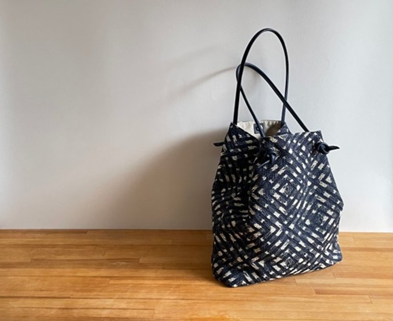 Pinkoi Proxy Purchase - am393 Santana Navy Tote ใหญ่ - กระเป๋าถือ - ผ้าฝ้าย/ผ้าลินิน 