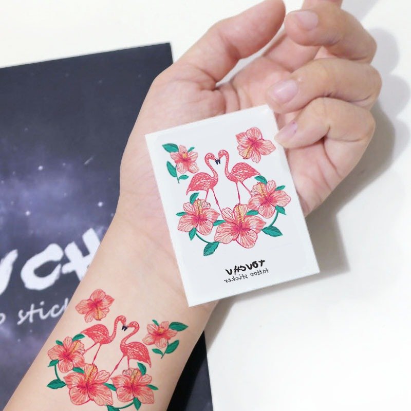 TU Tattoo Sticker - Flamingo / Tattoo / waterproof Tattoo / original / Tattoo Sticker - Temporary Tattoos - Paper Multicolor