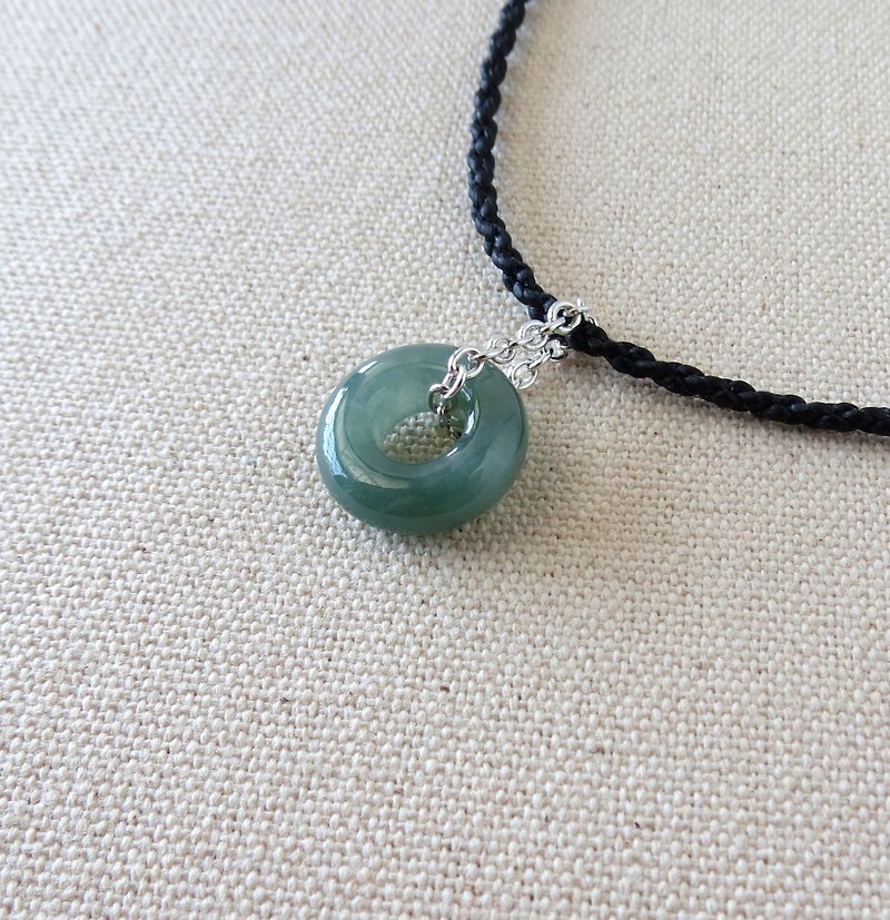 The birth year [safety ‧ wish] 糯 ice safe buckle emerald silk wax line necklace * A04 [four shares] - Necklaces - Gemstone Green