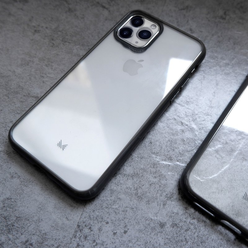 Lucid | 防撞軟膠邊亞加力透明手機殼iPhone11/Pro/Max - 炭灰色 - 手機殼/手機套 - 其他材質 黑色