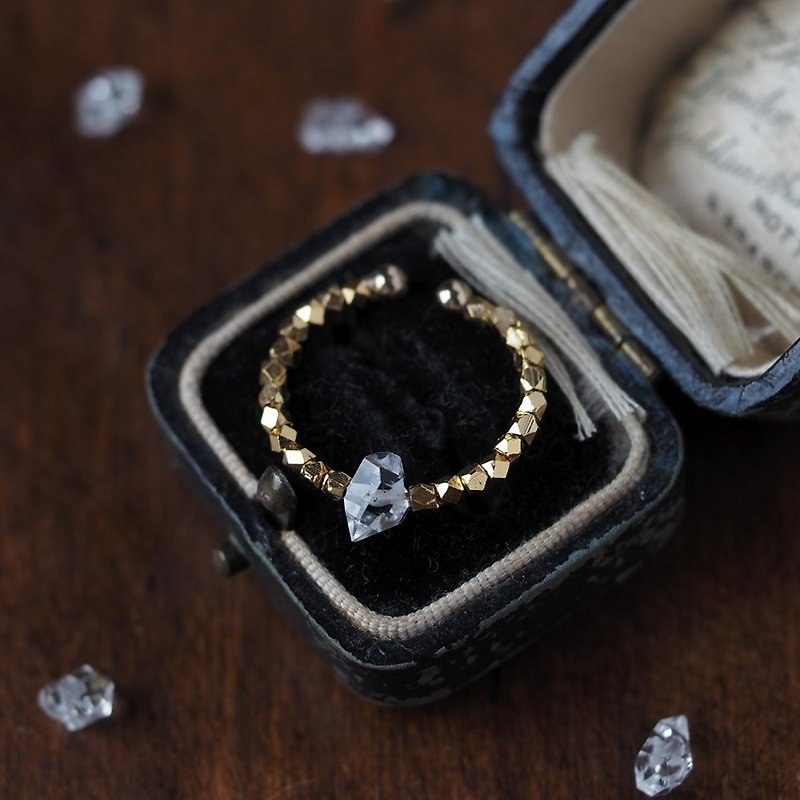 | 2way | Herkimer diamond ring cuff | Ear cuff/ring | Large AAA - แหวนทั่วไป - คริสตัล สีใส