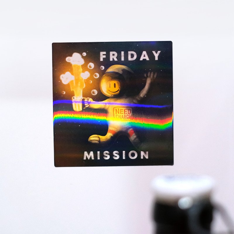 Iridescent Waterproof Sticker-Friday Mission - Stickers - Paper Black