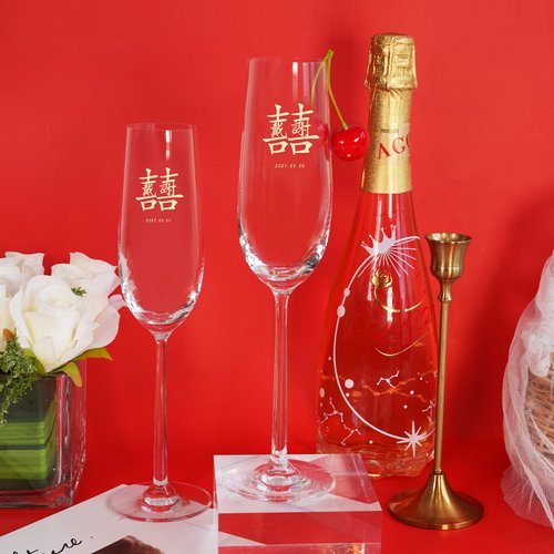 Design Your Own Wine 香港酒瓶雕刻禮品專門店 【客製】結婚禮物 | 雙喜姓氏訂製對杯