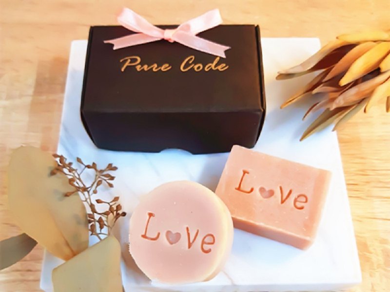 Pure Barcode  - ローズジョイ手作りソープXラグジュアリースモールブラックボックス -  10個（結婚式小物） - ハンドソープ - 寄せ植え・花 ピンク