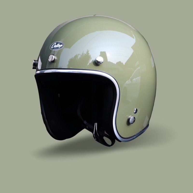 Made in Taiwan, half-face helmet dark green gray retro plain color - a total of 33 colors egg-shaped perfect proportion - หมวกกันน็อก - วัสดุอื่นๆ 