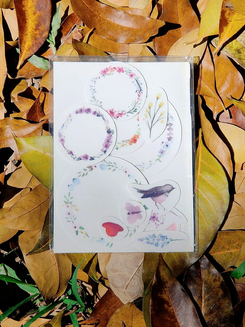 Japanese Watercolor | Handbook Stickers - Wreath Series - สติกเกอร์ - วัสดุกันนำ้ สีทอง
