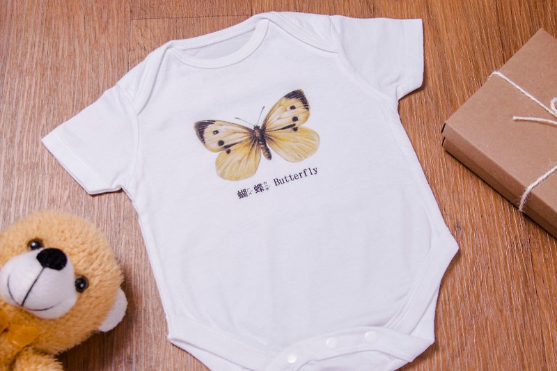 嬰兒包屁衣-蝴蝶 Butterfly - 嬰兒連身衣/包被/包巾 - 棉．麻 白色