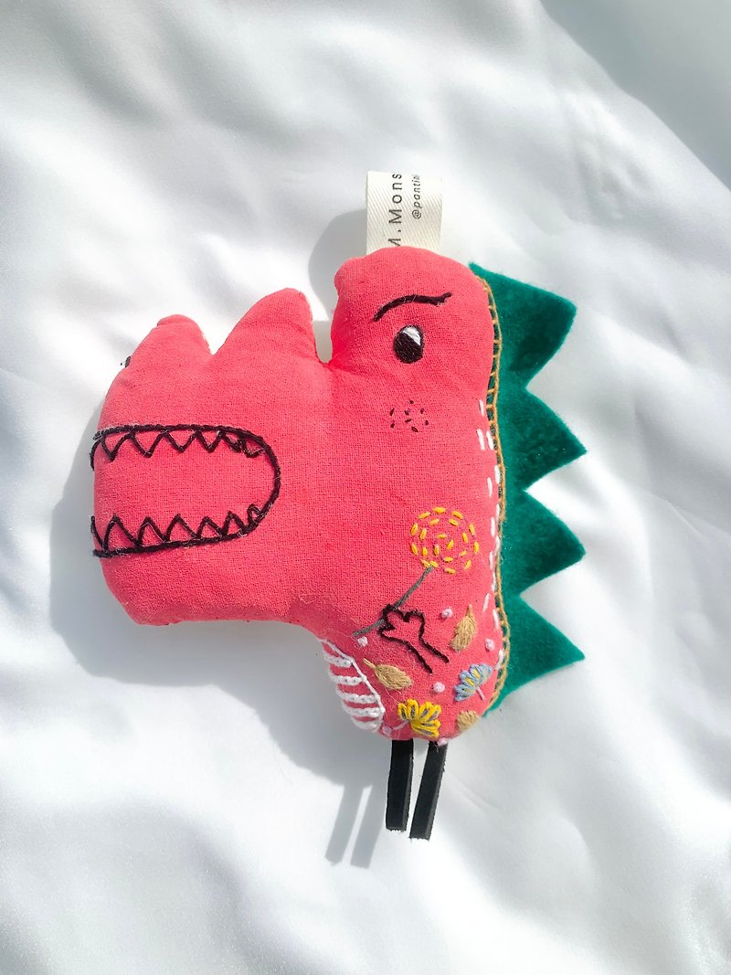 Dinosaur leather keychain pink color - Keychains - Cotton & Hemp 
