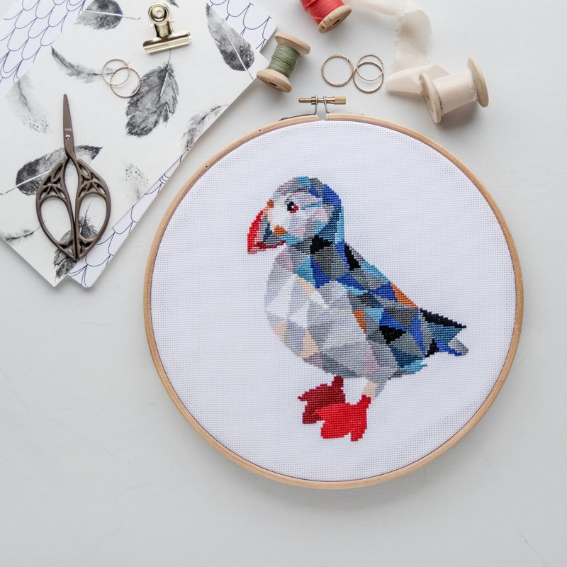 Puffin Bird Cross Stitch PDF Pattern 十字繡 - เย็บปัก/ถักทอ/ใยขนแกะ - วัสดุอื่นๆ 