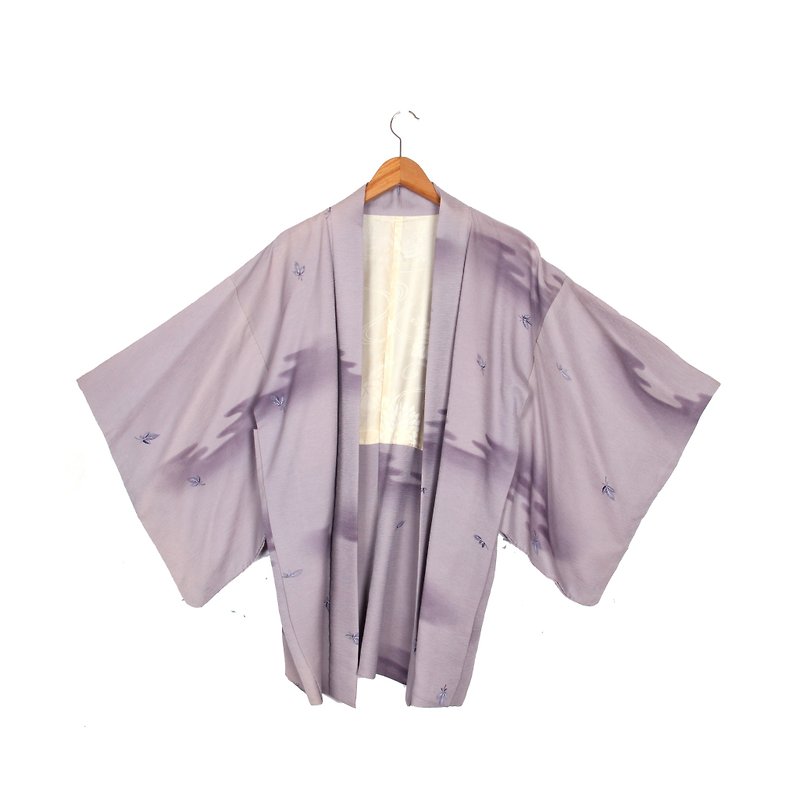 紫の雲ヴィンテージ着物の羽織を印刷する[ヴィンテージ]マジックエッグプラント - オーバーオール - ポリエステル パープル