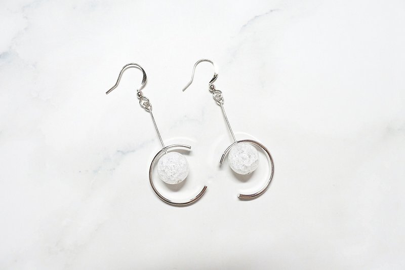 【淨】天然石垂掛耳環 - 耳環/耳夾 - 其他金屬 透明