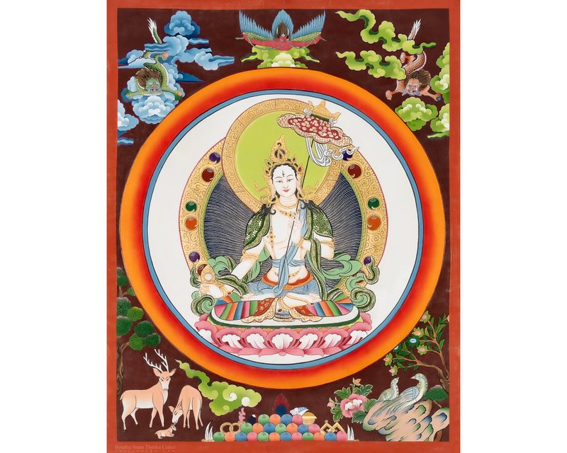 天界杜卡爾唐卡 – 智慧與慈悲的守護者 - A75276 - 紅包袋/春聯 - 其他材質 多色
