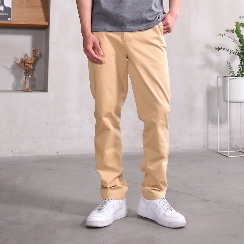 メンズカーキストレート スリム フィット パンツ | 3 色。外側は硬く、内側は柔らかく、通気性があり、履きやすいです。ミッドライズ半伸縮性 - パンツ メンズ - コットン・麻 