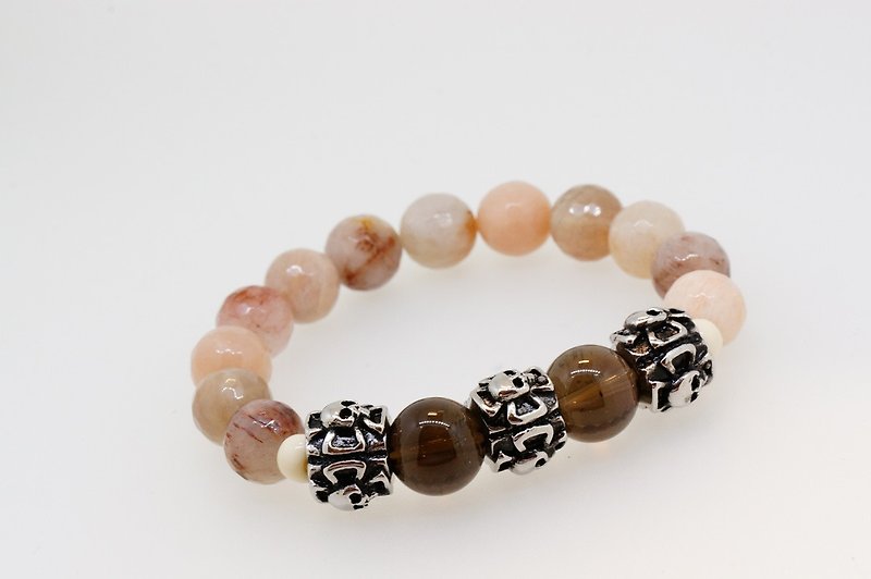 Smoky Quartz + Semi Precious Stones Barcelet (Chocolate + Semi-Precious Stones) - Bracelets - Gemstone Brown