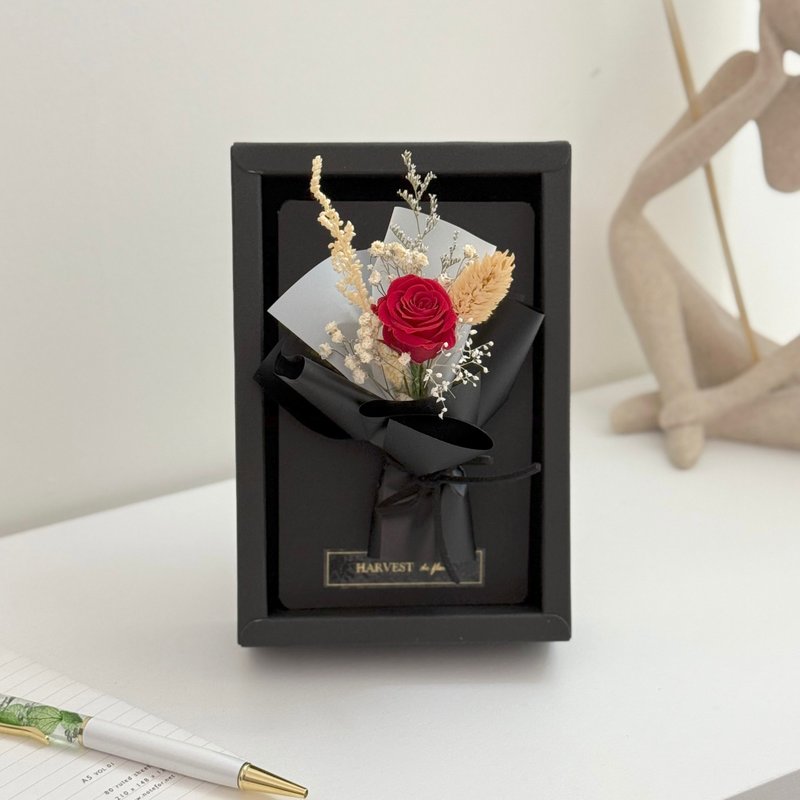 Preserved flower bouquet card black and elegant (inside page can be written) | birthday card confession card thank you - การ์ด/โปสการ์ด - พืช/ดอกไม้ หลากหลายสี