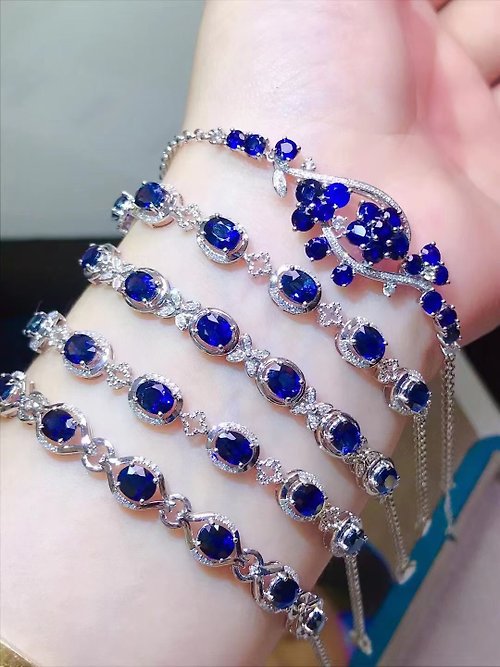 台北奧斯珠寶｜客製莫桑石、莫桑鑽、GIA鑽石、彩色寶石 台北奧斯珠寶 18k金藍寶石手鍊