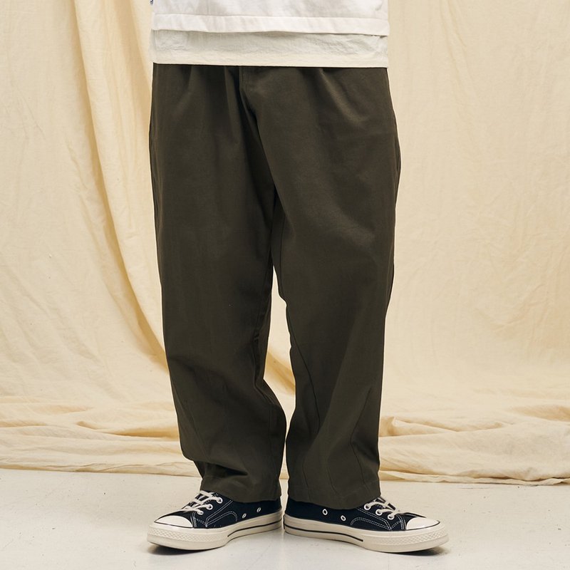 Ballon Pants/Unisex/Chino/Trousers - กางเกงขายาว - ผ้าฝ้าย/ผ้าลินิน สีเขียว