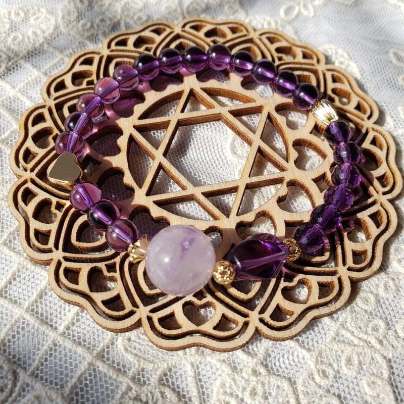 [Creative popularity for exams] Lavender Amethyst & Amethyst Natural Crystal Bracelet - Bracelets - Crystal 