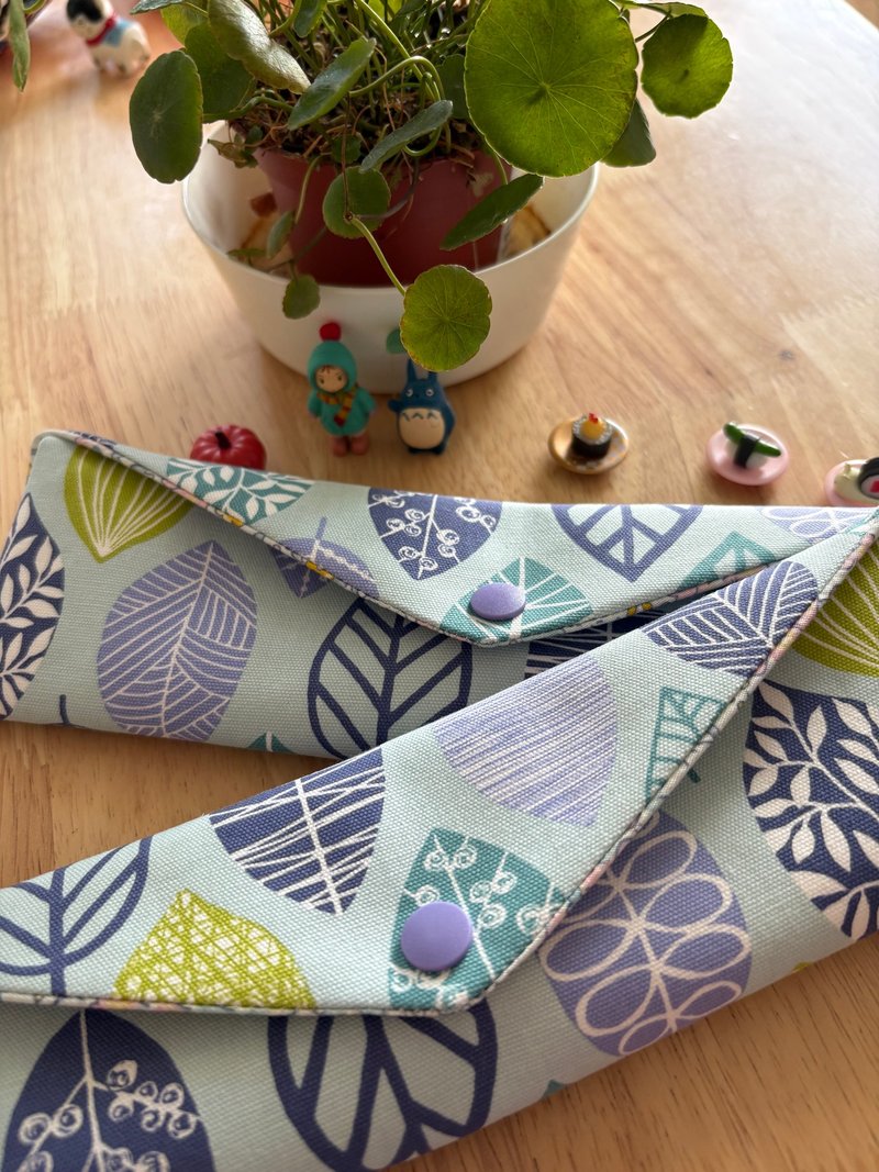 文青風環保純棉筷袋 楓藏回憶  原麻  淡淡藍 喜悅 厚實手感 日本 - 居家收納/收納盒/儲物盒 - 棉．麻 藍色