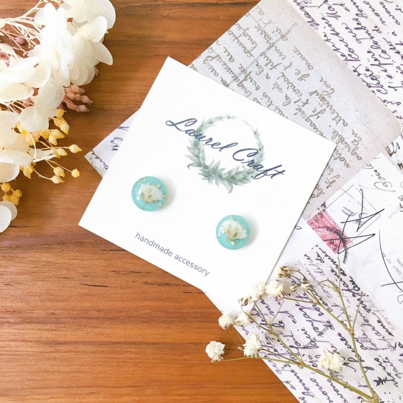 Morandi series turquoise little star 925 silver earrings/ clip on - ต่างหู - พืช/ดอกไม้ สีเขียว