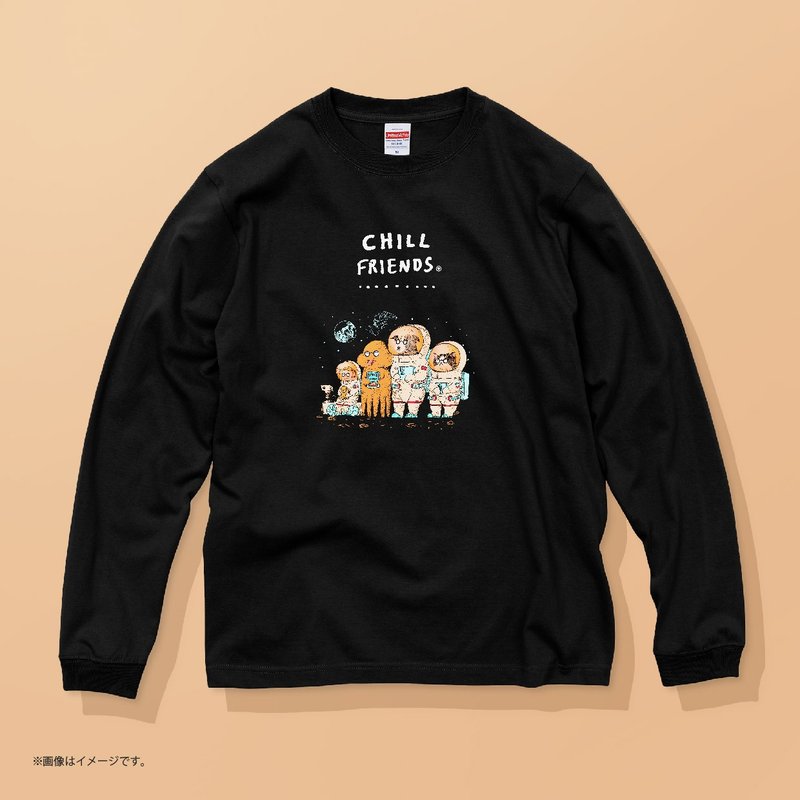 CHILL FRIENDS Space Odyssey /安心のクオリティ/定番長袖コットンTシャツ - 女 T 恤 - 棉．麻 白色