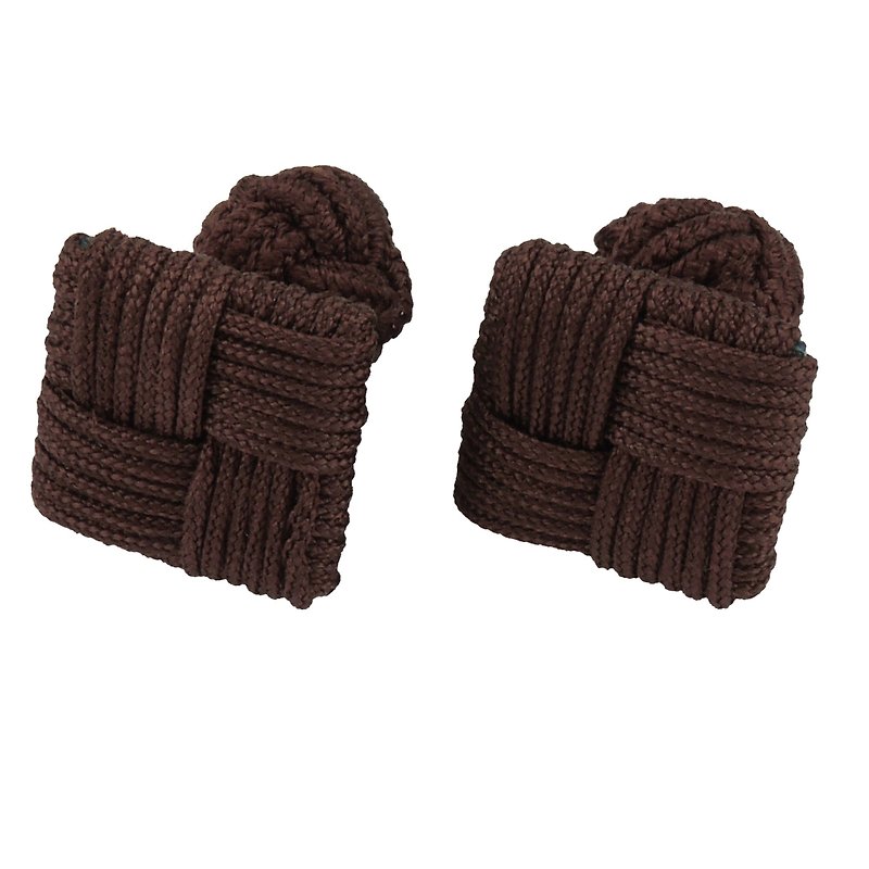 Brown Square Silk Knot Cufflinks - Cuff Links - Polyester Brown