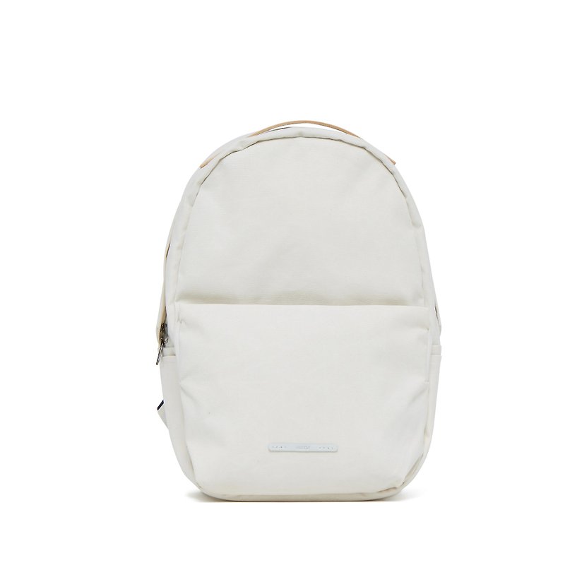 Roaming Series-13吋Simple Egg Shape Backpack - Bright White - RBP223WH - กระเป๋าเป้สะพายหลัง - ผ้าฝ้าย/ผ้าลินิน 