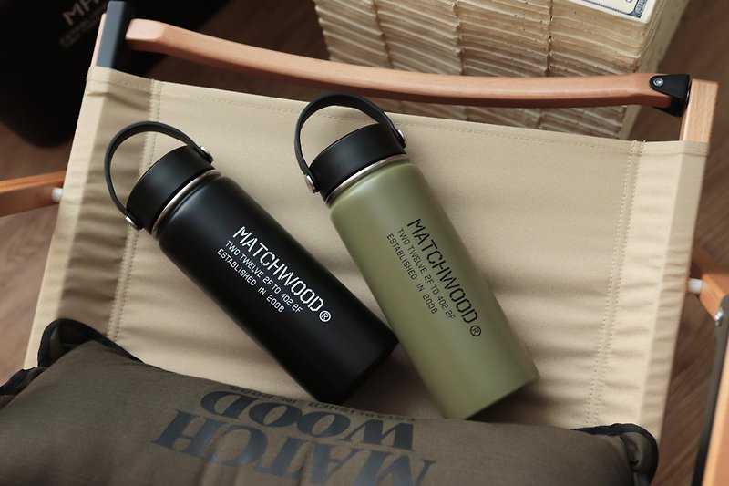 Matchwood Military Thermos Insulated Flask Traveling Cup Kettle Environmental Cup Drinking Cup - กระบอกน้ำร้อน - สแตนเลส สีเขียว