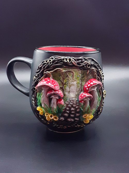 Frog & mushroom mug, handmade ceramic tea cup, toadstool fairy mug 250ml. -  Shop LekaCeramics Mugs - Pinkoi