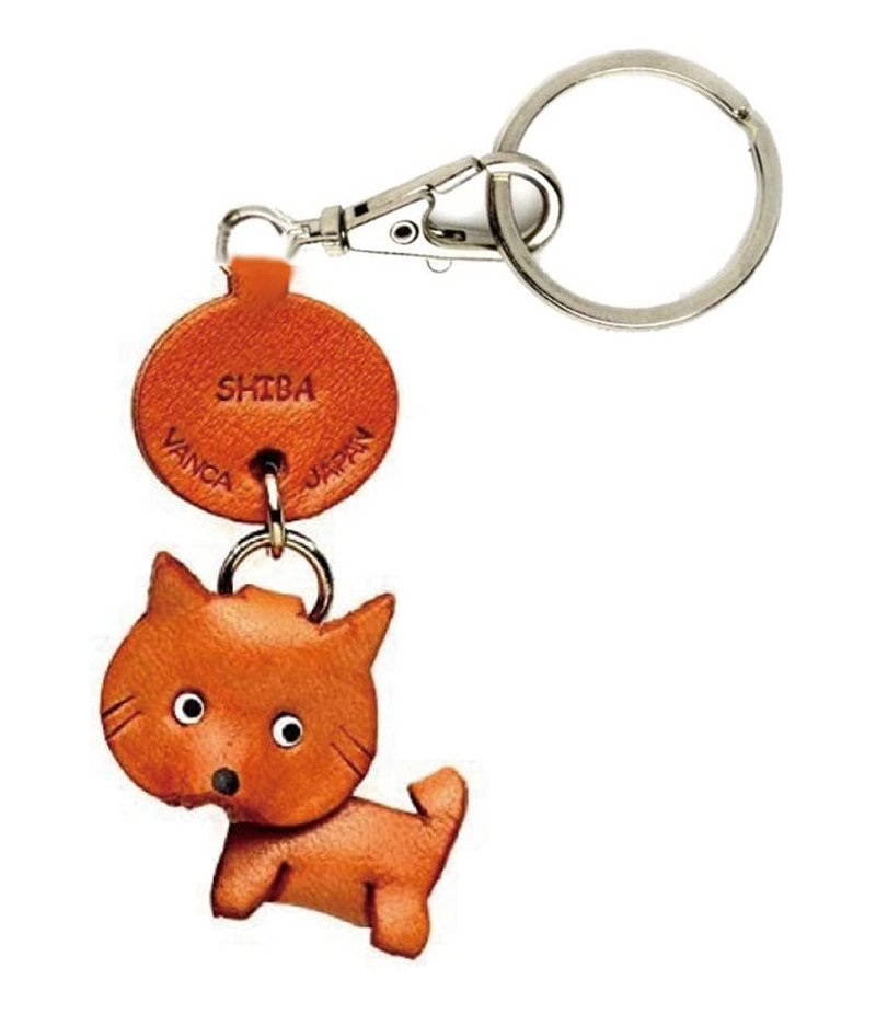 SHIBA  Leather Keychain handmade in Japan lead charm collar charm VANCA - ที่ห้อยกุญแจ - หนังแท้ สีนำ้ตาล